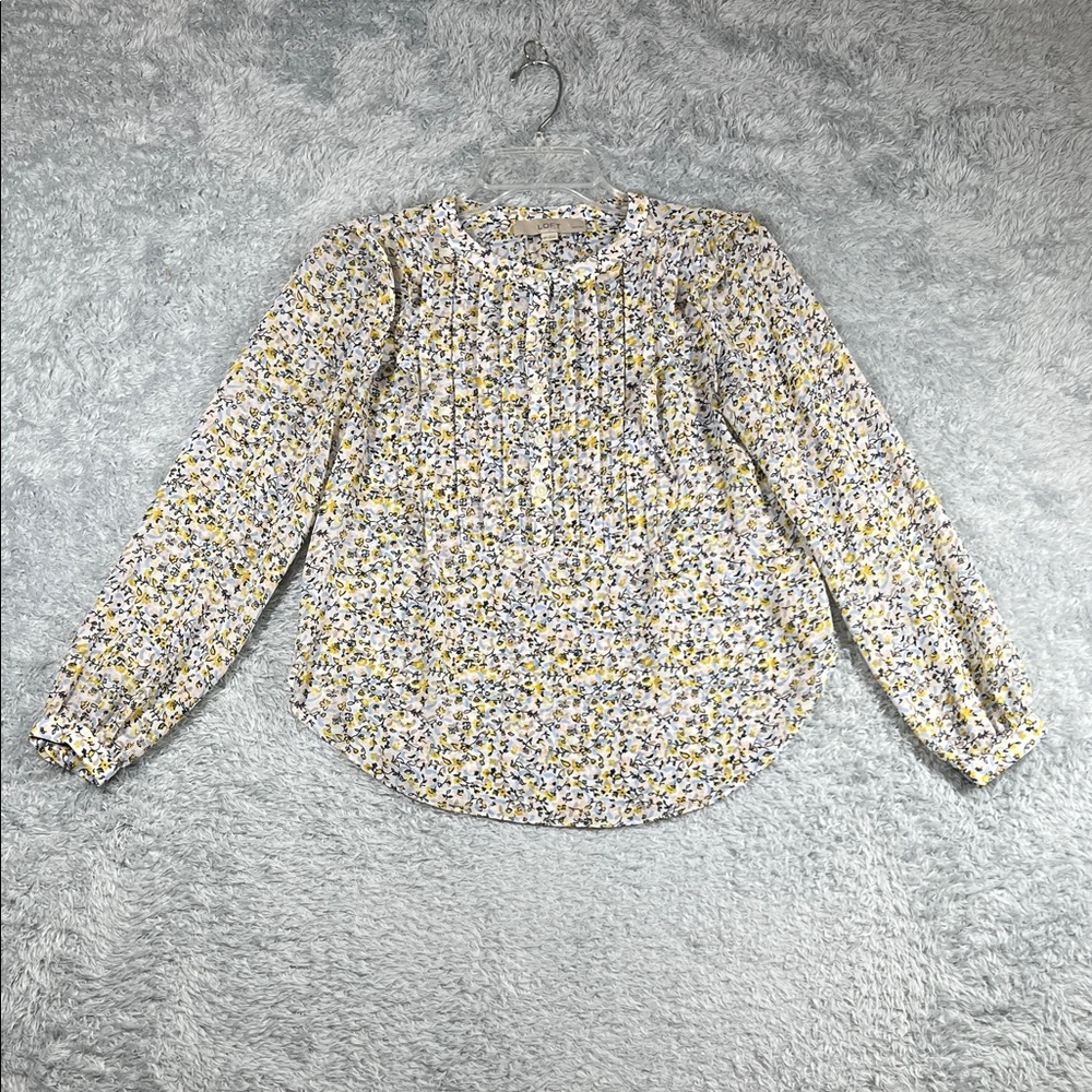 LOFT Floral Blouse in Yellow and White